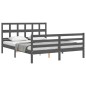 vidaXL Massivholzbett mit Kopfteil Grau 160x200 cm vidaXL Massivholzbett mit Kopfteil Grau 160x200 cm