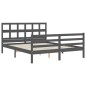 vidaXL Massivholzbett mit Kopfteil Grau 160x200 cm vidaXL Massivholzbett mit Kopfteil Grau 160x200 cm