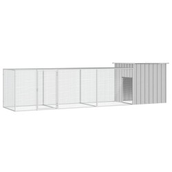 vidaXL Hühnerkäfig Grau 400x91x100 cm Verzinkter Stahl