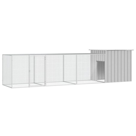 vidaXL Hühnerkäfig Grau 400x91x100 cm Verzinkter Stahl