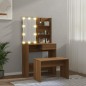 vidaXL Schminktisch-Set mit LED Braun Eichen-Optik Holzwerkstoff vidaXL Schminktisch-Set mit LED Braun Eichen-Optik Holzwerkstoff