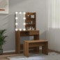 vidaXL Schminktisch-Set mit LED Braun Eichen-Optik Holzwerkstoff vidaXL Schminktisch-Set mit LED Braun Eichen-Optik Holzwerkstoff
