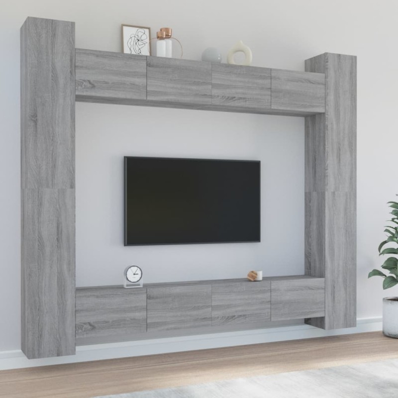 vidaXL 8-tlg. TV-Schrank-Set Grau Sonoma Holzwerkstoff vidaXL 8-tlg. TV-Schrank-Set Grau Sonoma Holzwerkstoff