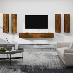 vidaXL 6-tlg. TV-Schrank-Set Räuchereiche Holzwerkstoff