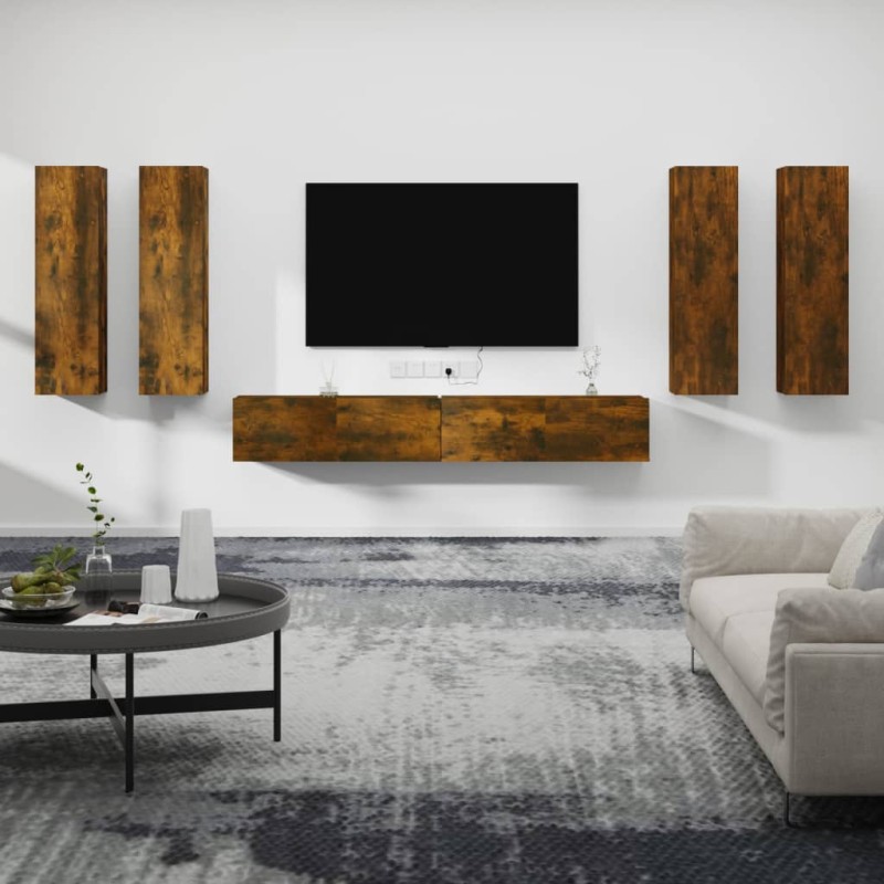 vidaXL 6-tlg. TV-Schrank-Set Räuchereiche Holzwerkstoff vidaXL 6-tlg. TV-Schrank-Set Räuchereiche Holzwerkstoff