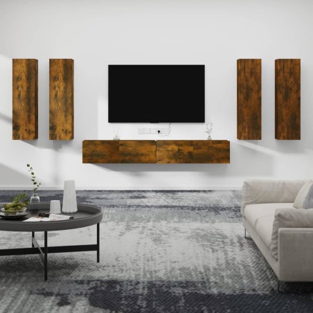 vidaXL 6-tlg. TV-Schrank-Set Räuchereiche Holzwerkstoff