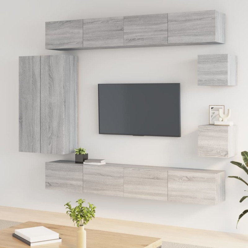 vidaXL 8-tlg. TV-Schrank-Set Grau Sonoma Holzwerkstoff vidaXL 8-tlg. TV-Schrank-Set Grau Sonoma Holzwerkstoff