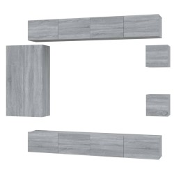vidaXL 8-tlg. TV-Schrank-Set Grau Sonoma Holzwerkstoff