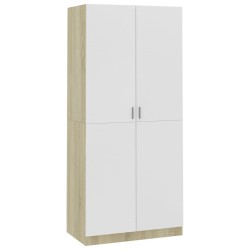 vidaXL Kleiderschrank Weiß Sonoma-Eiche 90x52x200 cm Holzwerkstoff