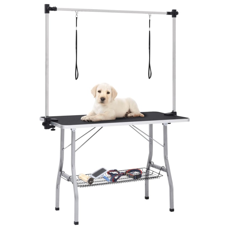 vidaXL Verstellbarer Trimmtisch für Hunde mit 2 Schlaufen und Korb vidaXL Verstellbarer Trimmtisch für Hunde mit 2 Schlaufen und Korb