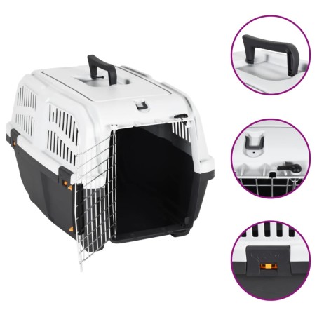 vidaXL Transportbox für Haustiere Metalltür 60x40x39 cm Polypropylen