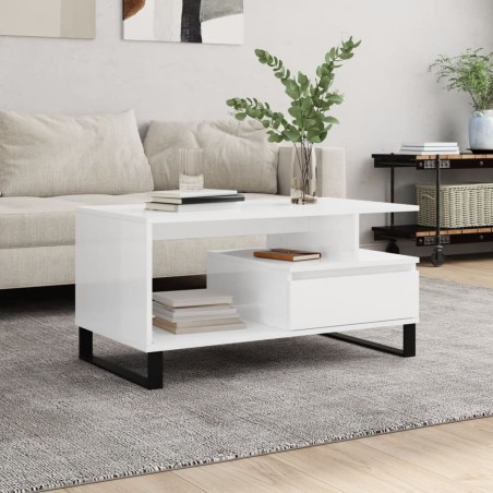 vidaXL Couchtisch Hochglanz-Weiß 90x49x45 cm Holzwerkstoff