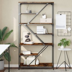 vidaXL Bücherregal Räuchereiche 91x36x176 cm Holzwerkstoff und Stahl