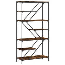 vidaXL Bücherregal Räuchereiche 91x36x176 cm Holzwerkstoff und Stahl