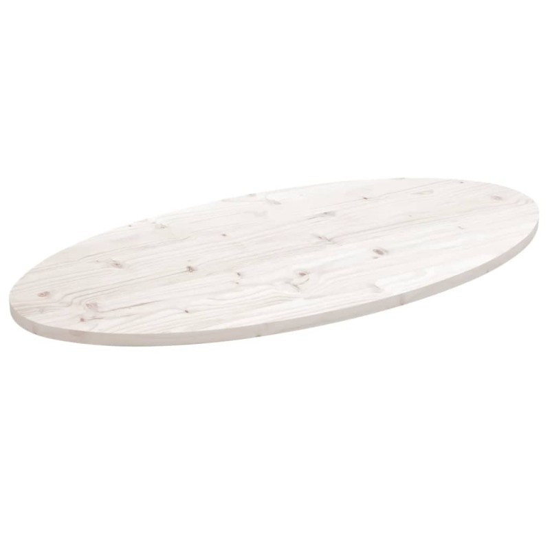 Tischplatte Weiß 90x45x2,5 cm Massivholz Kiefer Oval Tischplatte Weiß 90x45x2,5 cm Massivholz Kiefer Oval