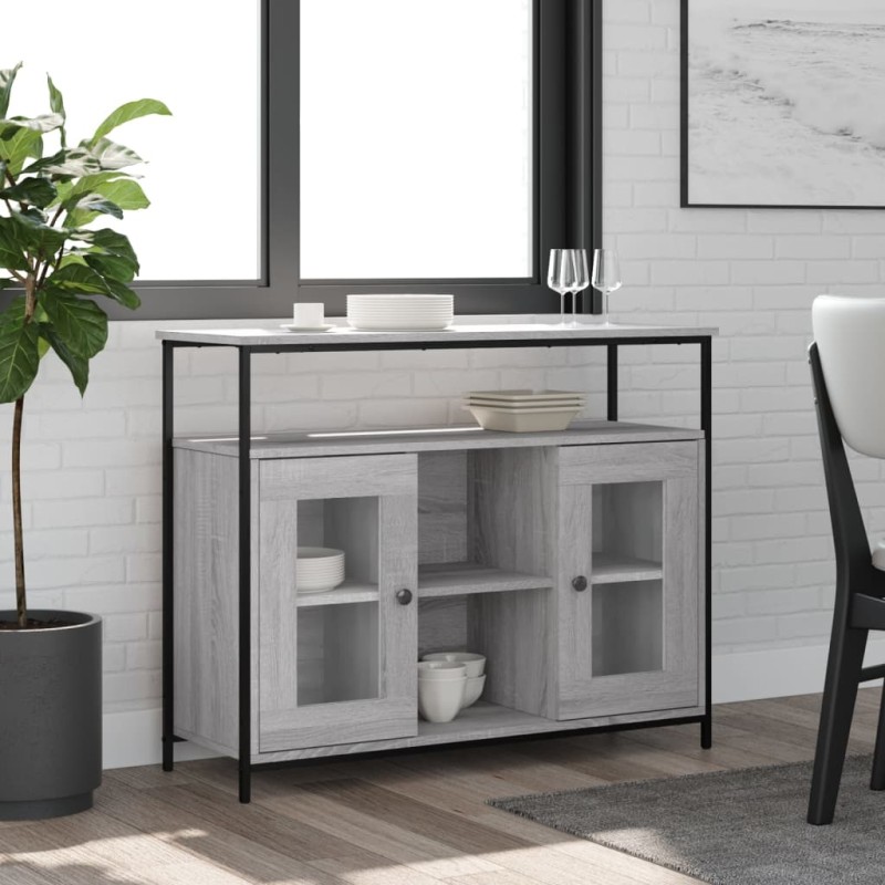 vidaXL Sideboard Grau Sonoma 100x35x80 cm Holzwerkstoff vidaXL Sideboard Grau Sonoma 100x35x80 cm Holzwerkstoff