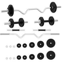 vidaXL Langhantel und Kurzhantel Set 30 kg Gusseisen