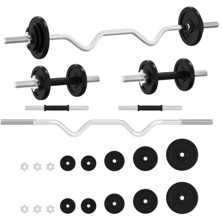 vidaXL Langhantel und Kurzhantel Set 30 kg Gusseisen