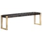 Bank 150 cm Schwarz Echtleder und Massivholz Mango Bank 150 cm Schwarz Echtleder und Massivholz Mango