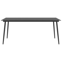 vidaXL Garten-Esstisch Schwarz 190x90x74 cm Stahl und Glas