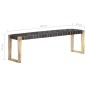 Bank 150 cm Schwarz Echtleder und Massivholz Mango Bank 150 cm Schwarz Echtleder und Massivholz Mango