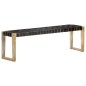 Bank 150 cm Schwarz Echtleder und Massivholz Mango Bank 150 cm Schwarz Echtleder und Massivholz Mango