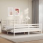 vidaXL Massivholzbett mit Kopfteil Weiß 200x200 cm vidaXL Massivholzbett mit Kopfteil Weiß 200x200 cm