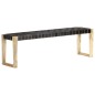 Bank 150 cm Schwarz Echtleder und Massivholz Mango Bank 150 cm Schwarz Echtleder und Massivholz Mango