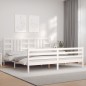 vidaXL Massivholzbett mit Kopfteil Weiß 200x200 cm vidaXL Massivholzbett mit Kopfteil Weiß 200x200 cm