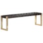 Bank 150 cm Schwarz Echtleder und Massivholz Mango Bank 150 cm Schwarz Echtleder und Massivholz Mango