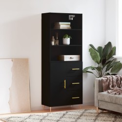 vidaXL Highboard Schwarz 69,5x34x180 cm Holzwerkstoff