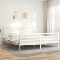 vidaXL Massivholzbett mit Kopfteil Weiß 200x200 cm vidaXL Massivholzbett mit Kopfteil Weiß 200x200 cm