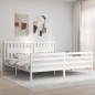 vidaXL Massivholzbett mit Kopfteil Weiß 200x200 cm vidaXL Massivholzbett mit Kopfteil Weiß 200x200 cm