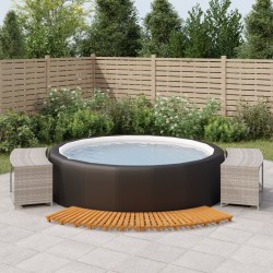 vidaXL Whirlpool-Umrandung Grau Poly Rattan und Massivholz Akazie 