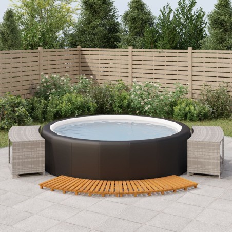 vidaXL Whirlpool-Umrandung Grau Poly Rattan und Massivholz Akazie 