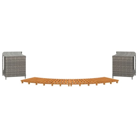 vidaXL Whirlpool-Umrandung Grau Poly Rattan und Massivholz Akazie 