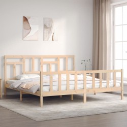 vidaXL Massivholzbett mit Kopfteil 200x200 cm