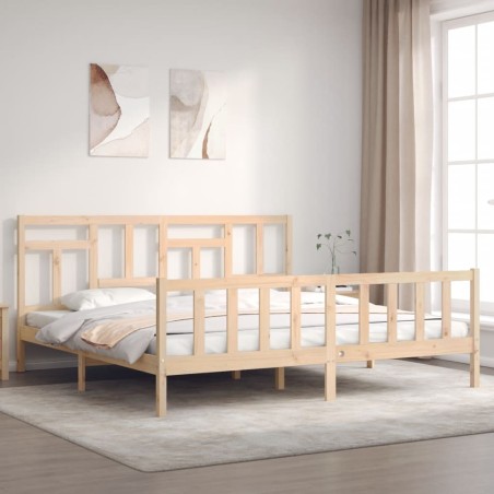 vidaXL Massivholzbett mit Kopfteil 200x200 cm