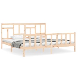 vidaXL Massivholzbett mit Kopfteil 200x200 cm