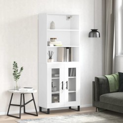 vidaXL Highboard Hochglanz-Weiß 69,5x34x180 cm Holzwerkstoff