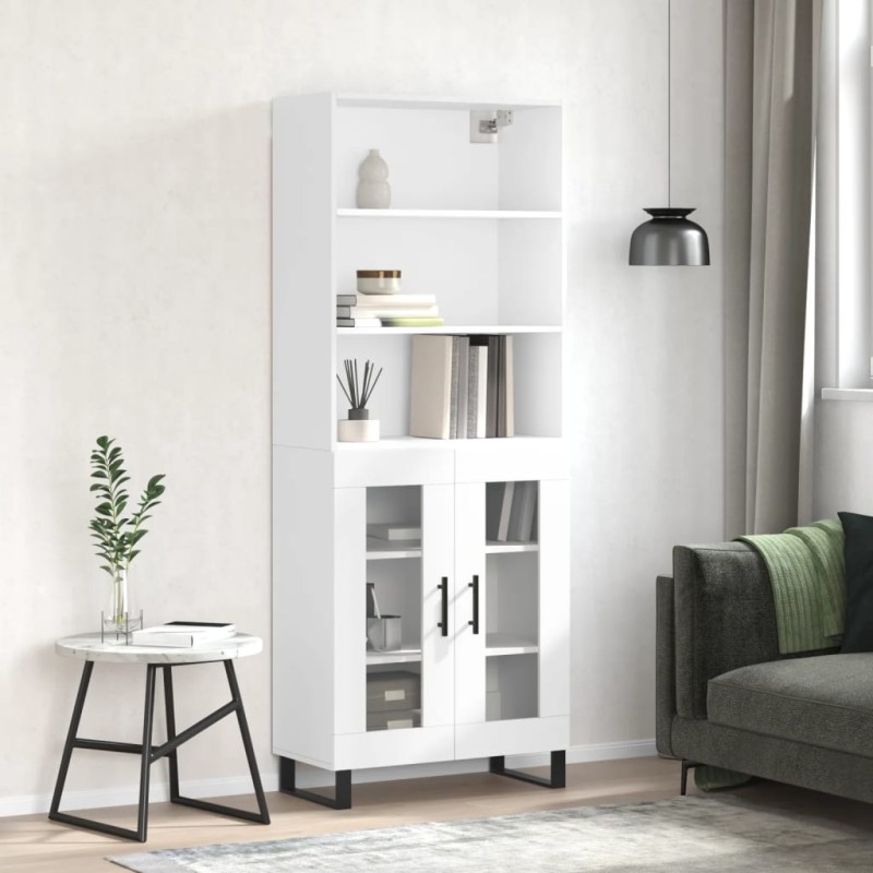 vidaXL Highboard Hochglanz-Weiß 69,5x34x180 cm Holzwerkstoff vidaXL Highboard Hochglanz-Weiß 69,5x34x180 cm Holzwerkstoff