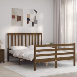 vidaXL Massivholzbett mit Kopfteil Honigbraun 140x200 cm