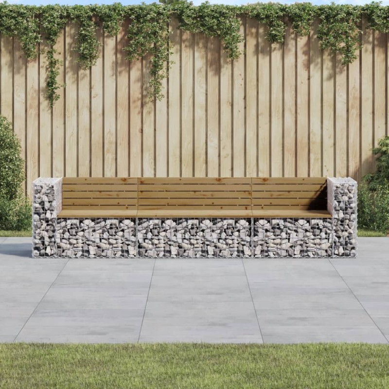 vidaXL Gartenbank aus Gabionen 287x71x65,5 cm Kiefernholz Imprägniert vidaXL Gartenbank aus Gabionen 287x71x65,5 cm Kiefernholz Imprägniert