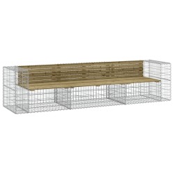 vidaXL Gartenbank aus Gabionen 287x71x65,5 cm Kiefernholz Imprägniert