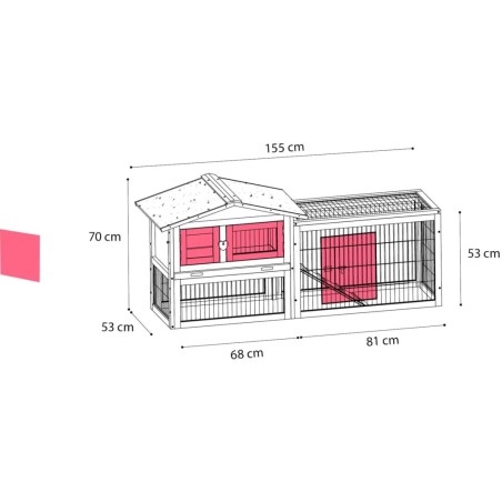 FLAMINGO Kaninchenstall Sunshine Urban 155x53x70 cm Braun