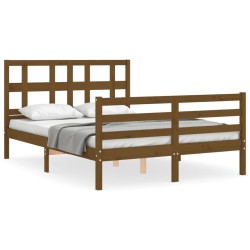 vidaXL Massivholzbett mit Kopfteil Honigbraun 120x200 cm