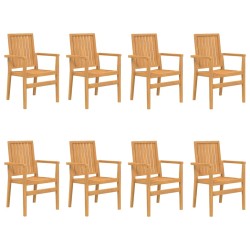 vidaXL Gartenstühle 8 Stk. Stapelbar 56,5x57,5x91 cm Massivholz Teak