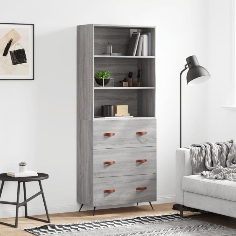 vidaXL Highboard Grau Sonoma 69,5x34x180 cm Holzwerkstoff vidaXL Highboard Grau Sonoma 69,5x34x180 cm Holzwerkstoff