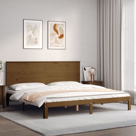 vidaXL Massivholzbett mit Kopfteil Honigbraun 200x200 cm