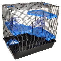 FLAMINGO Hamsterkäfig Jaro 4 58x38x55 cm Schwarz und Blau